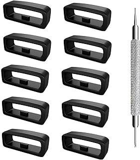 Carmoeignin 22mm Watch Band Black For Garmin Forerunner 945/935/220/230/235/620/630/735XT/235Lite/Approach S20/S6/S5 Fenix 5, Soft Silicone Wrist Band Strap Fastener Ring Holder Loop with Removable Tool