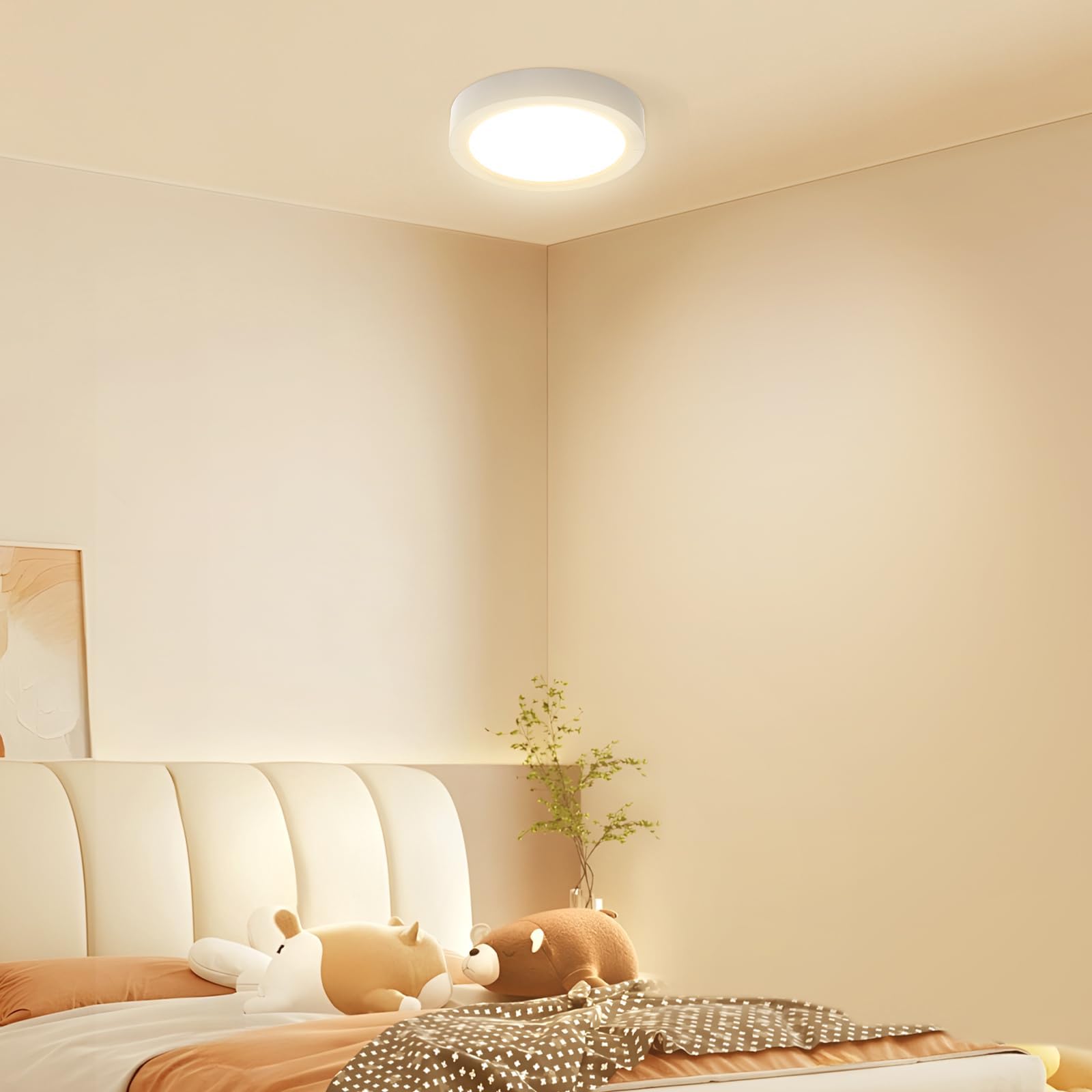 slochi LED Deckenleuchte Flach, 3Farben - 3000K/4000K/6500K, 900LM Ø12CM Klein Deckenlampe,Wasserfest Rund Badlampe Modern LED Lampen für Flur, Abstellraum, Garderobe & Treppenhaus, Weiß