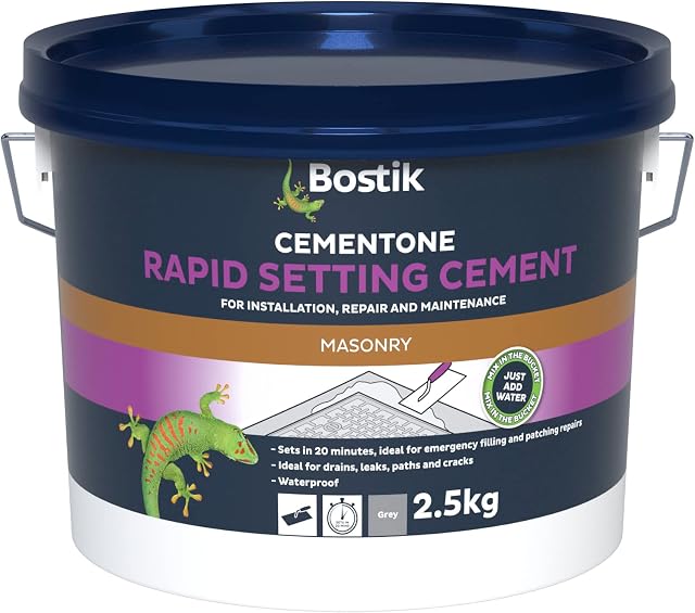 Bostik Cementone Rapid Setting Cement, For Interior & Exterior Use, Waterproof, Colour: Grey, 2.5kg