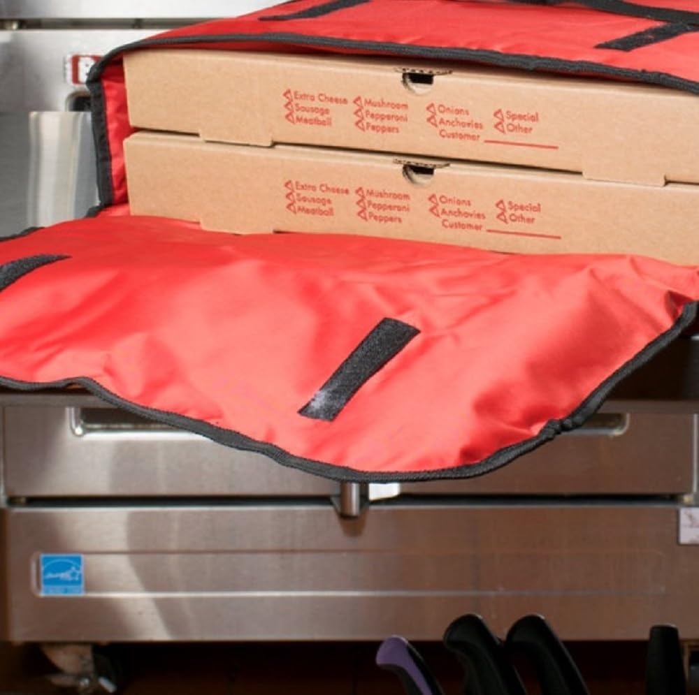 Soro Essentials- 24” x 24” Nylon Insulated Pizza Delivery Bag- fits (2) 23" Pizza Boxes Pizza Delivery Bag Pizza Warmer Bag Food Delivery Pizza Carrier Bag Perfect for Deliveries