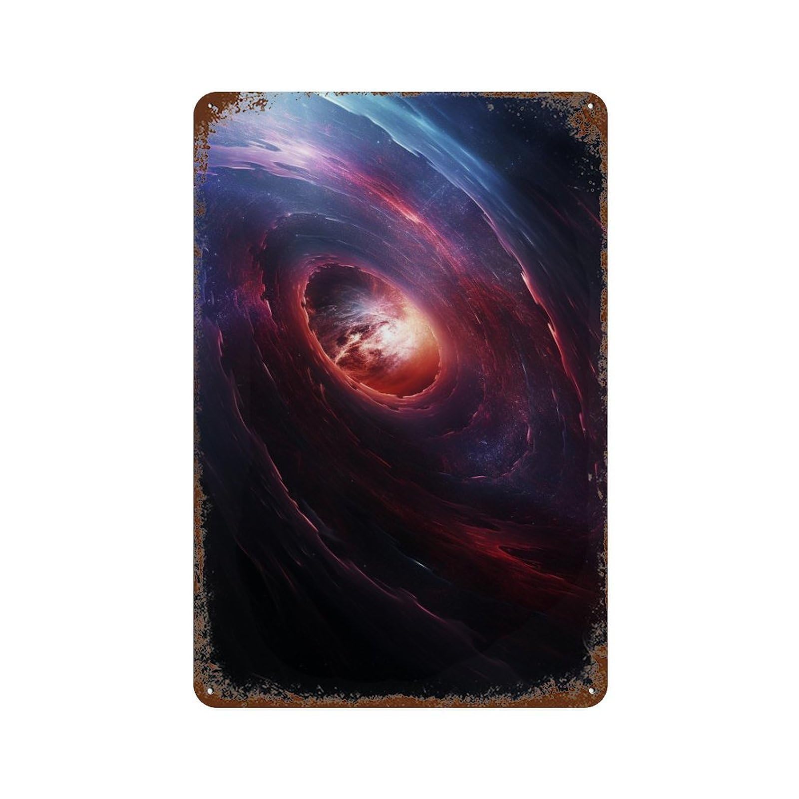 Galactic Wormhole Journey Aged Metal Wall Plaque 11.8"x7.9", for Office, Studio And Wall Decor, Novelty Wall Decor
