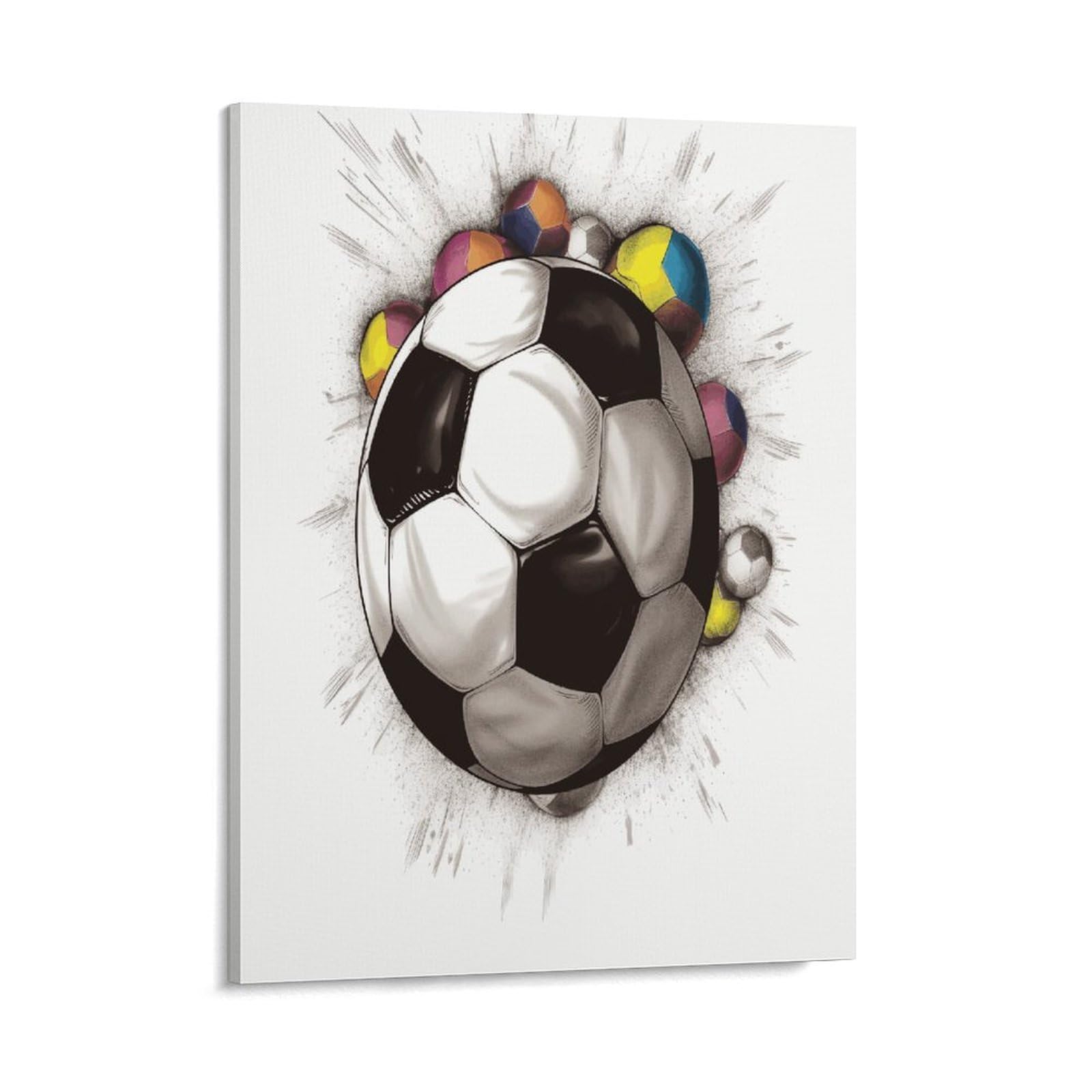 Adfgyerh Style Soccer Drawing Wall Art Framed,Canvas Prints Ready To Hang Home Decor,Canvas Wall Art For Living Room Hallway Office Wall Decor 08X10inch(20X25cm)