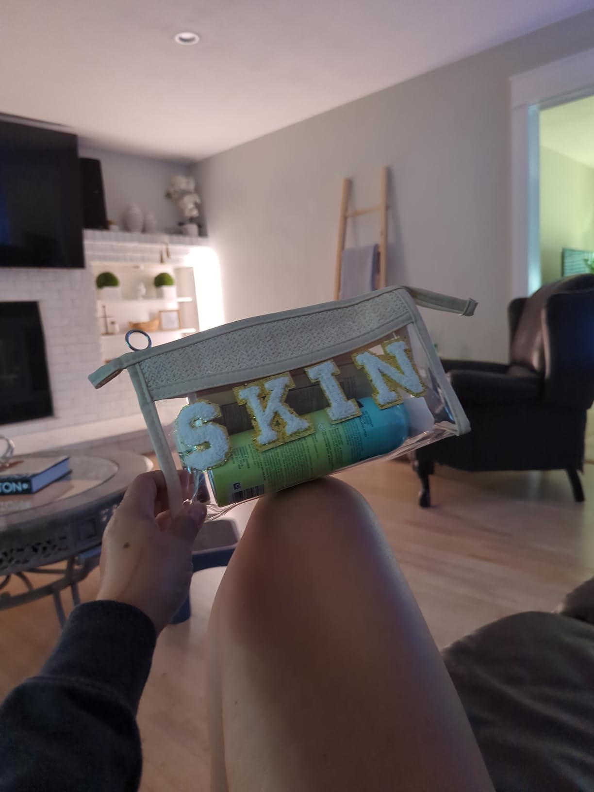newplenty Clear Boho Patch Makeup Bag, Letter BEACH Cosmetic Bag, Transparent Travel Toiletry Bag, Waterproof Snacks Bag, Zipper Sunscreen Bag Girls (Beach)