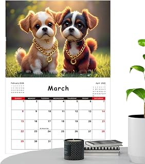 犬壁掛けカレンダー 2026 12ヶ月 スケジュール表示