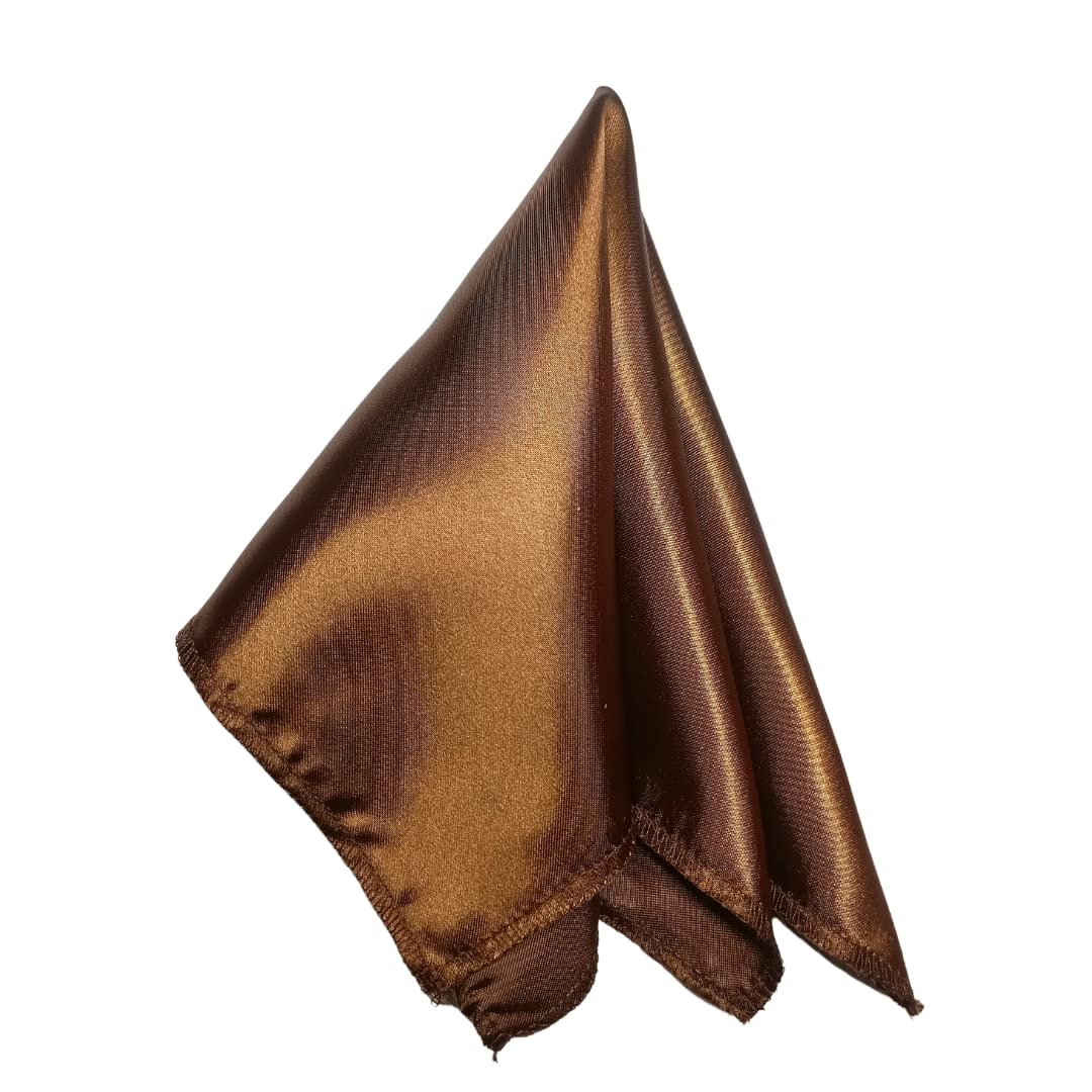 Satin Pocket Square for Men, Wedding Handkerchief for Suits, Blazers & Tuxedo Men's Pocket Square (Dark Brown)
