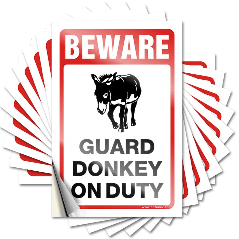 Funny Home Decor Billiard Sticker - Beware! Guard Donkey On Duty Tumbler Waterproof Vinyl Sticker(12X18CM)