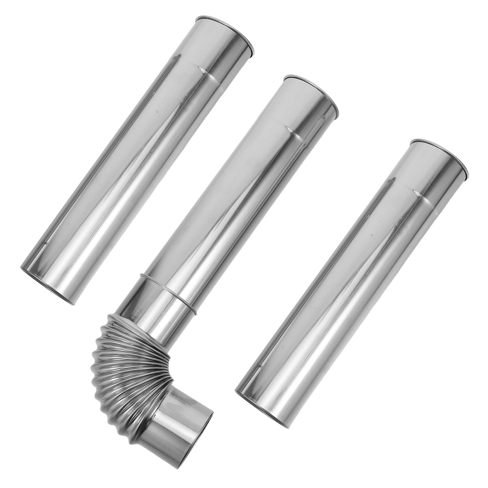 LIFKOME 3Pcs Stainless Steel Chimney Kit 60Mm Diameter with 2 Pipes and 1 90° Elbow for Stove Heaters, Camping Tent Stove Flue Extension, Indoor Outdoor Heating