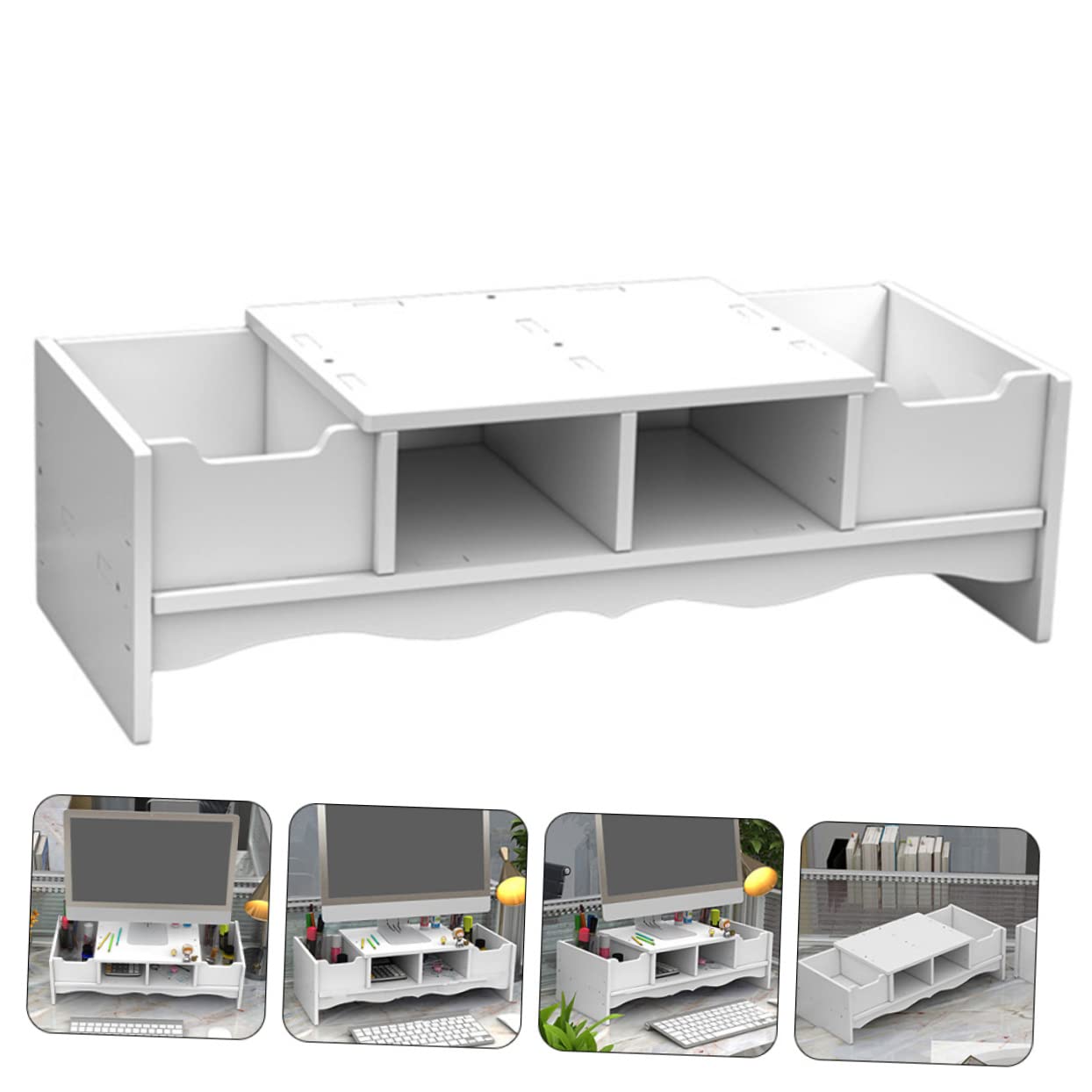 OSALADI Supporto per Monitor da Tastiera Mini Schermo del Computer Supporto Portatile per Laptop Compatto Supporto per Laptop Regolabile Forniture per Ufficio per Scrivania Auto Bianca PVC
