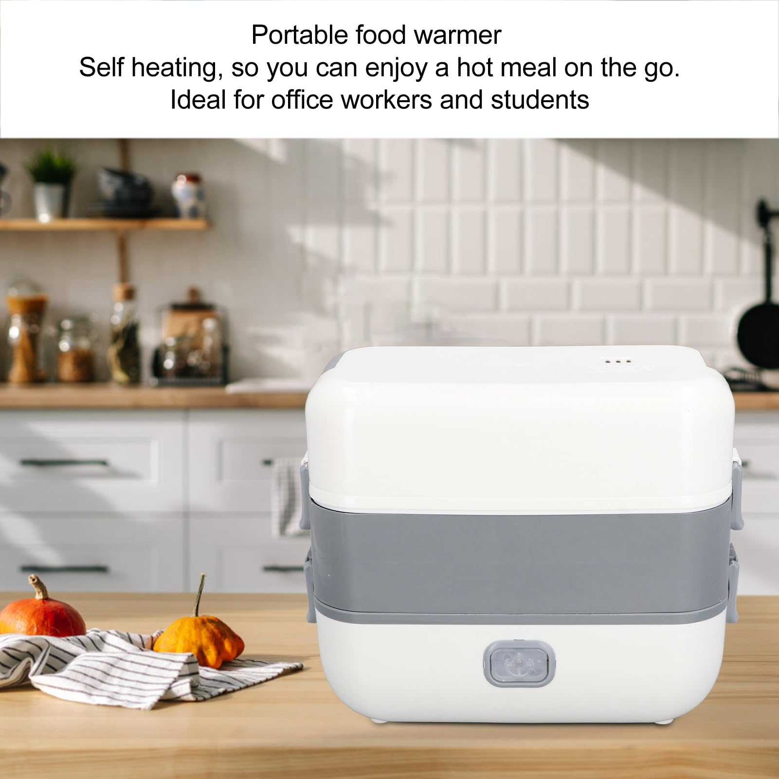 TOPINCN Lunch Box Scaldavivande Portatile, Riscaldamento Autonomo da 200 W, Rivestimento in Acciaio Inossidabile, Lunch Box Elettrico Multifunzionale con Riscaldamento di (Spina europea