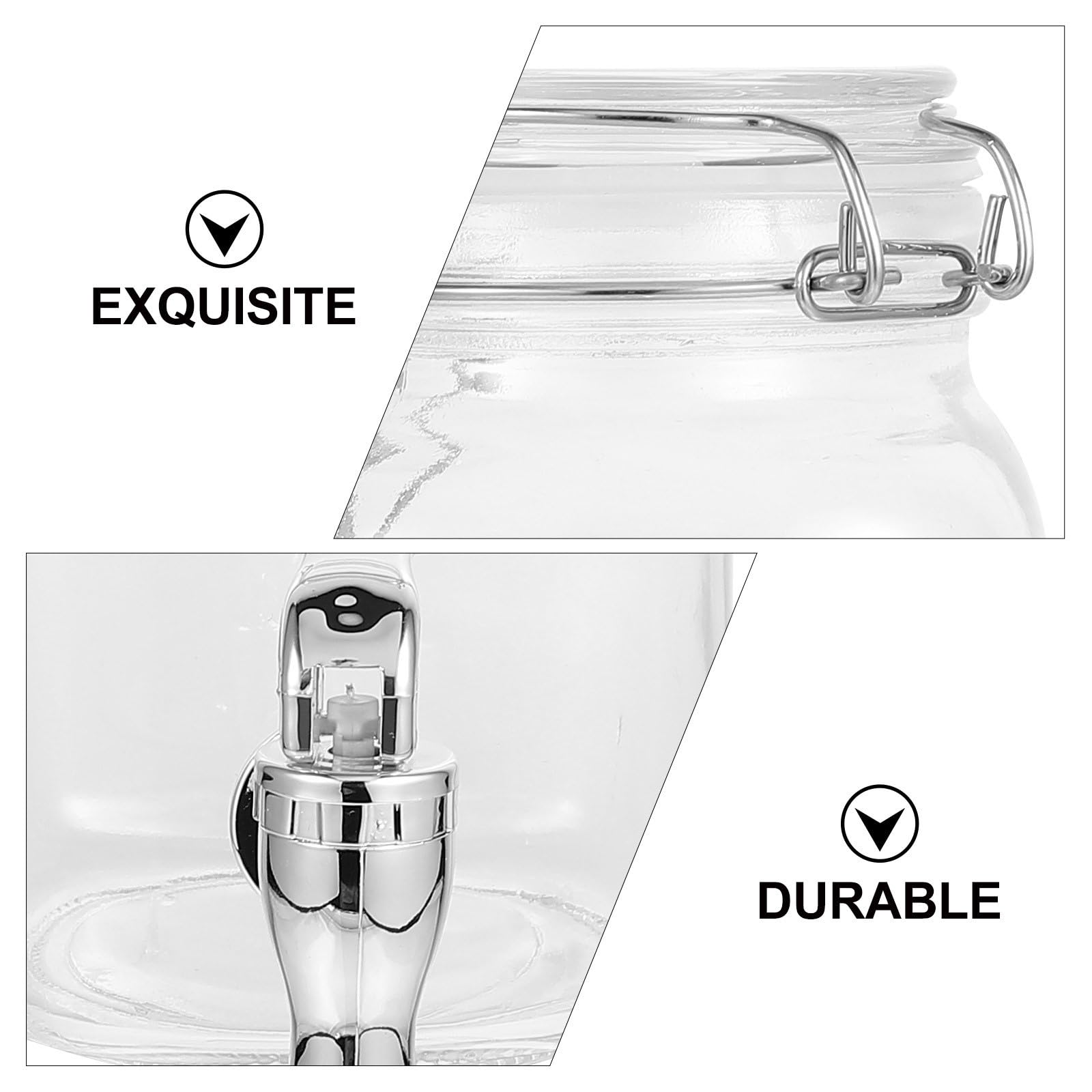 Dispensador de Bebida de Vidrio con Grifo de 2l, Barril para Jugos y Bebidas, Diseño para Mantener Frescura y Uso en Cocina o Eventos