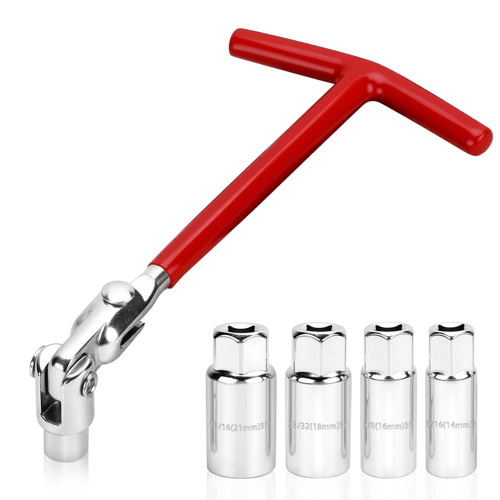 IIRC Zündkerzenschlüssel Set, 14mm, 16 mm, 18 mm, 21 mm Zündkerzenschlüssel, Universal T-Griff Zündkerzenschlüsselsatz für Auto und Motorrad