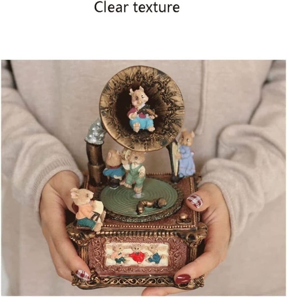 Pozytywka pozytywki Vintage Fonograf Music Box Kreatywna Mechaniczna Klasyczna Mechaniczna Pozytywka Na Urodziny Pozytywka Prezent(Pink)