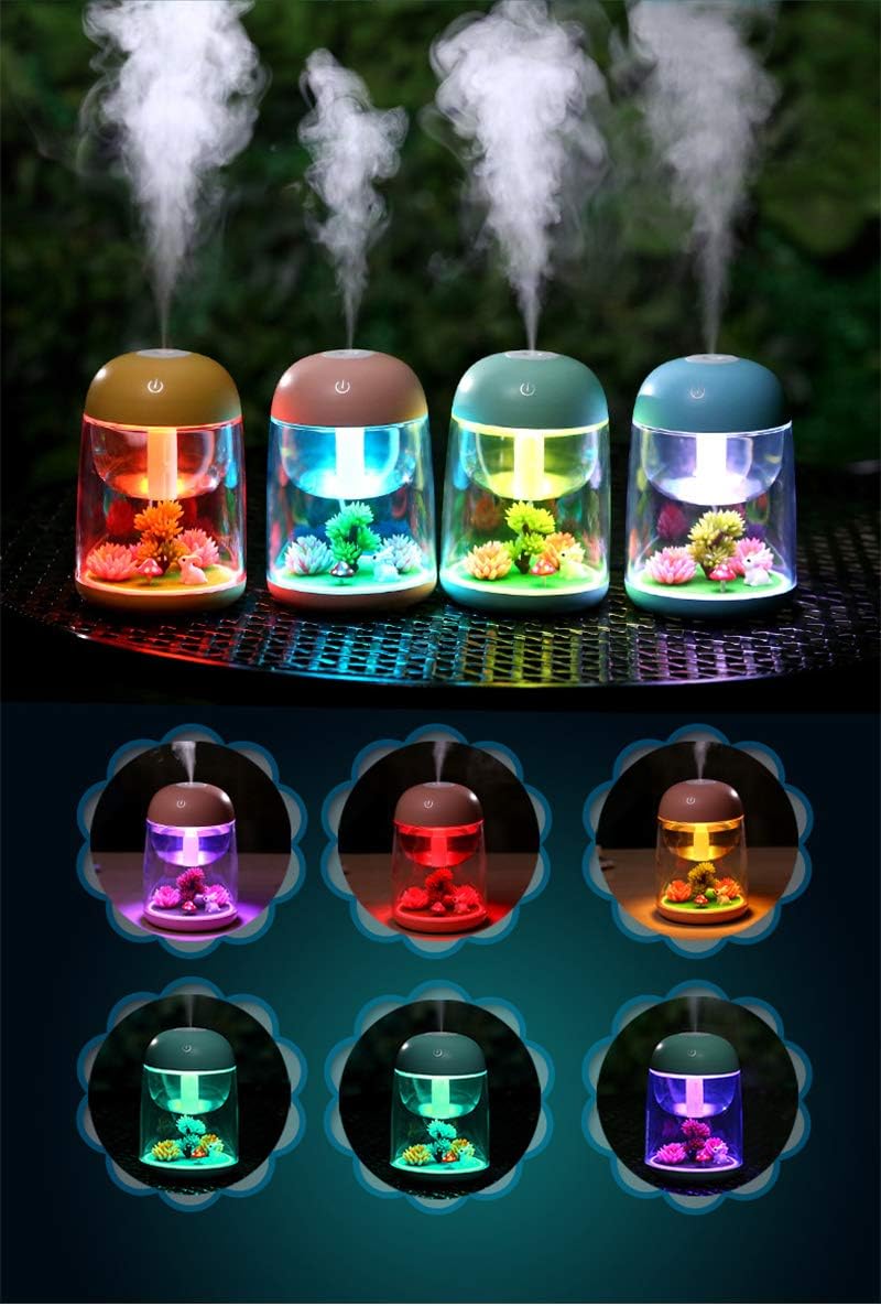 AEKAN Micro Landscape Humidifier with Changing Led Light,Adjustable Mist Mode, Waterless Auto Shut-off,for Bedroom,Office,Car (pink)