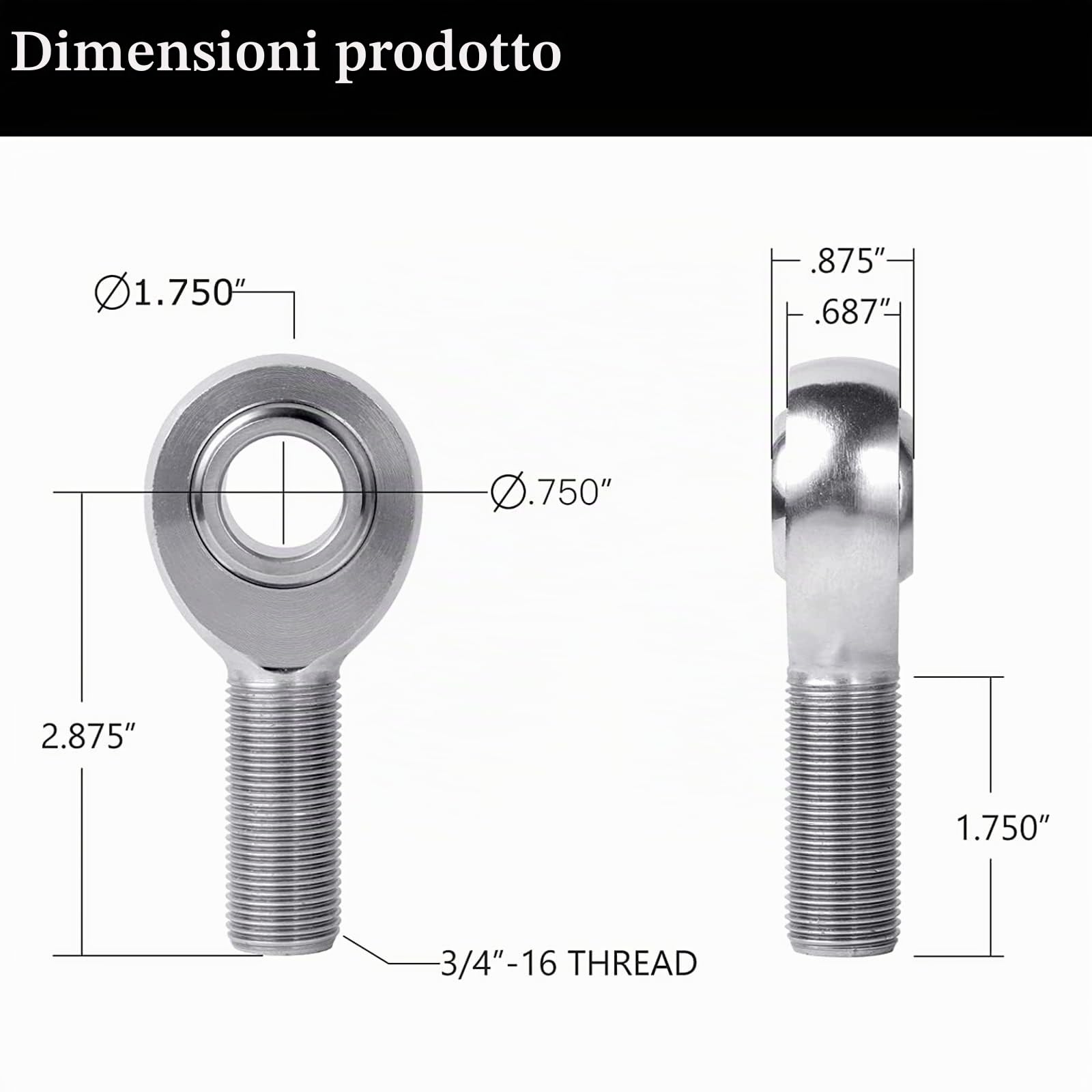 Kit di Estremità Asta con Giunti Heim da 3/4'', Giunti Chromoly da 750'' Kit Panhard Filettatura Destra e Sinistra (Confezione da 4)