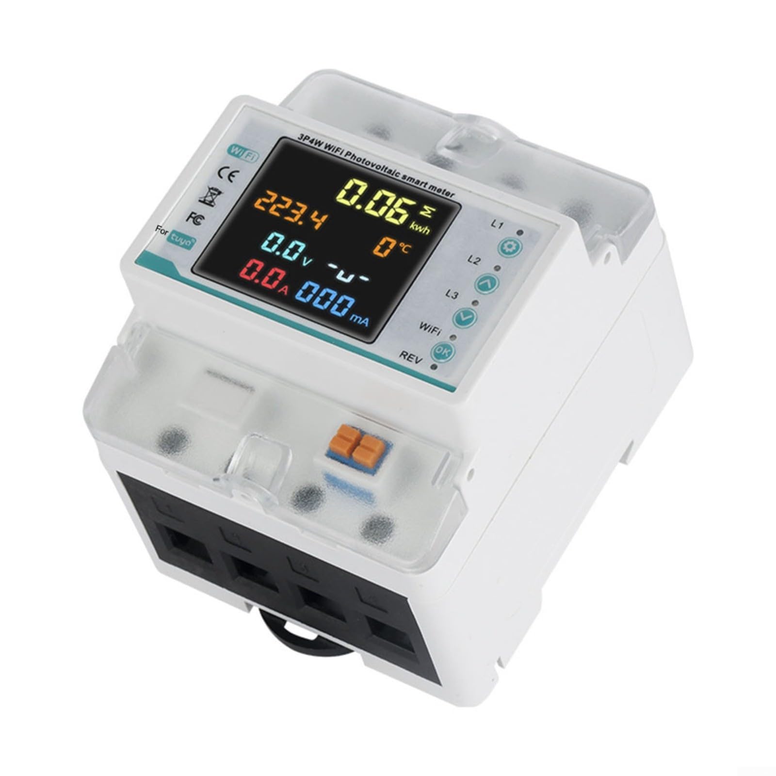 Smart 3 Phase WiFi Contatore di energia 100A Display LCD Monitor di energia Analizzatore di consumo energetico con protezione da sovratensioni per il sistema solare domestico industriale