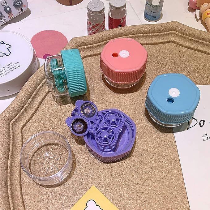 Miniatura 9 de 4 piezas manualmente limpiador de lentes de contacto Estuche de lentes de contacto Rotación portátil Contenedor de limpieza de lentes de contacto