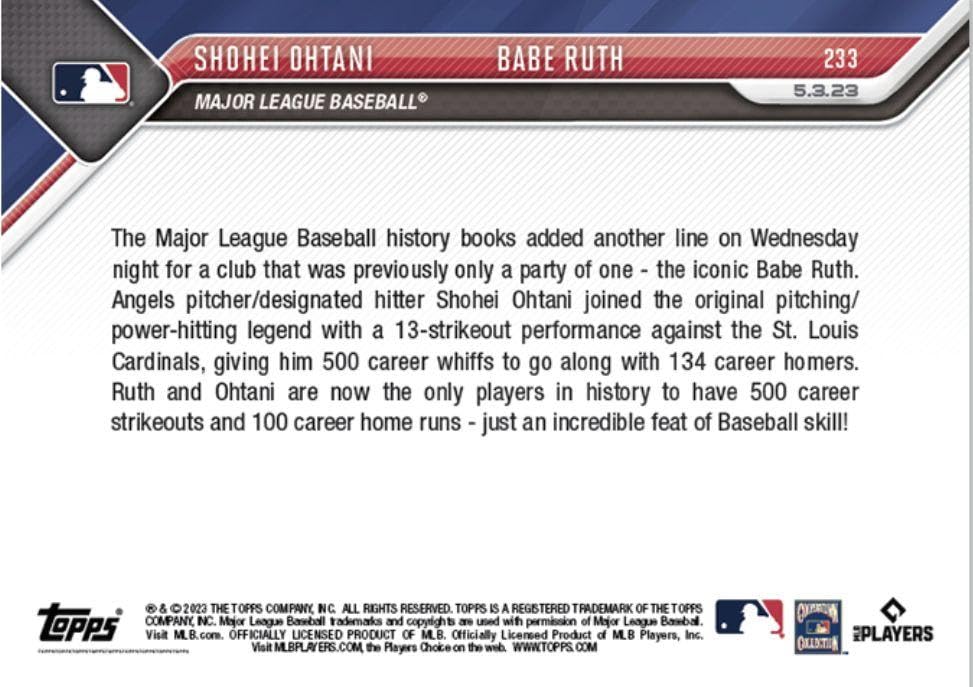 Amazon.co.jp: 大谷翔平 2023 Topps now エンゼルス ベーブルース