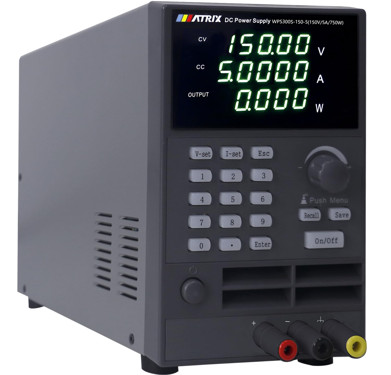 Programmable DC Power Supply 150V 5A 300W, Wide Range Lab Bench Switching Variable Power Supply 1mV 0.1mA Resolution, List Output, 9 Groups Storage for Lab Institute, Electronics Repair