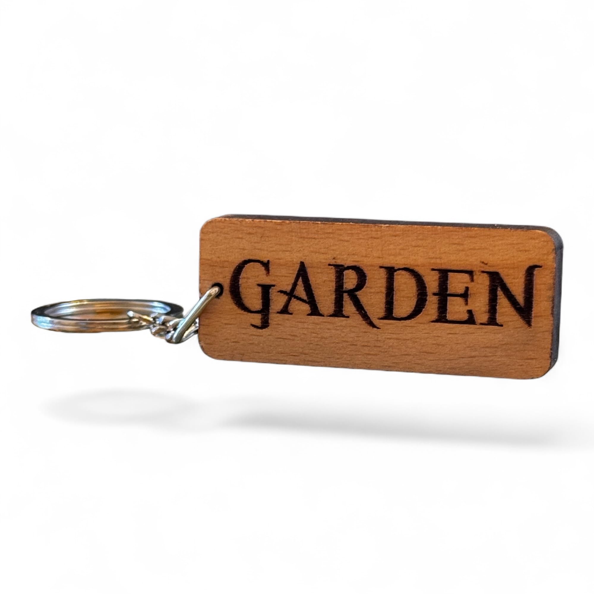S M Gift Shop Brown Garden Engraved Wooden Keyring Keychain Key Ring Tag