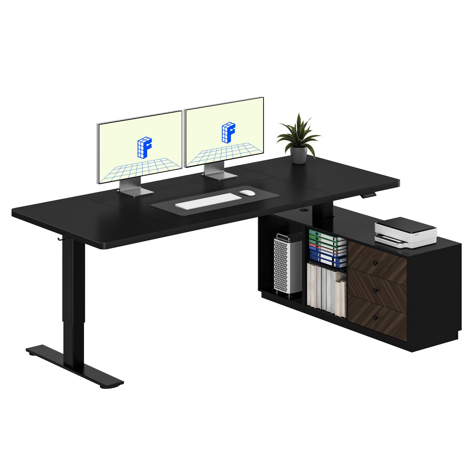 FLEXISPOT L Shaped Standing Desk with Storage Cabinet