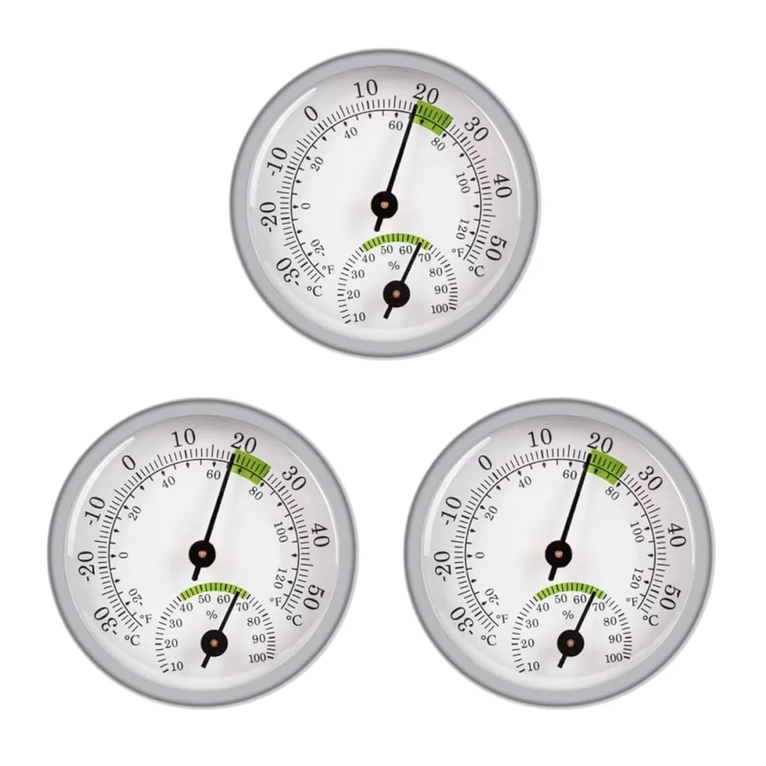 1~6pcs Mini Indoor Thermometer & Hygrometer Pointer-Style Compact Temperature and Humidity Sensor Gauge for Home Use(White Green ABS 3PCS)