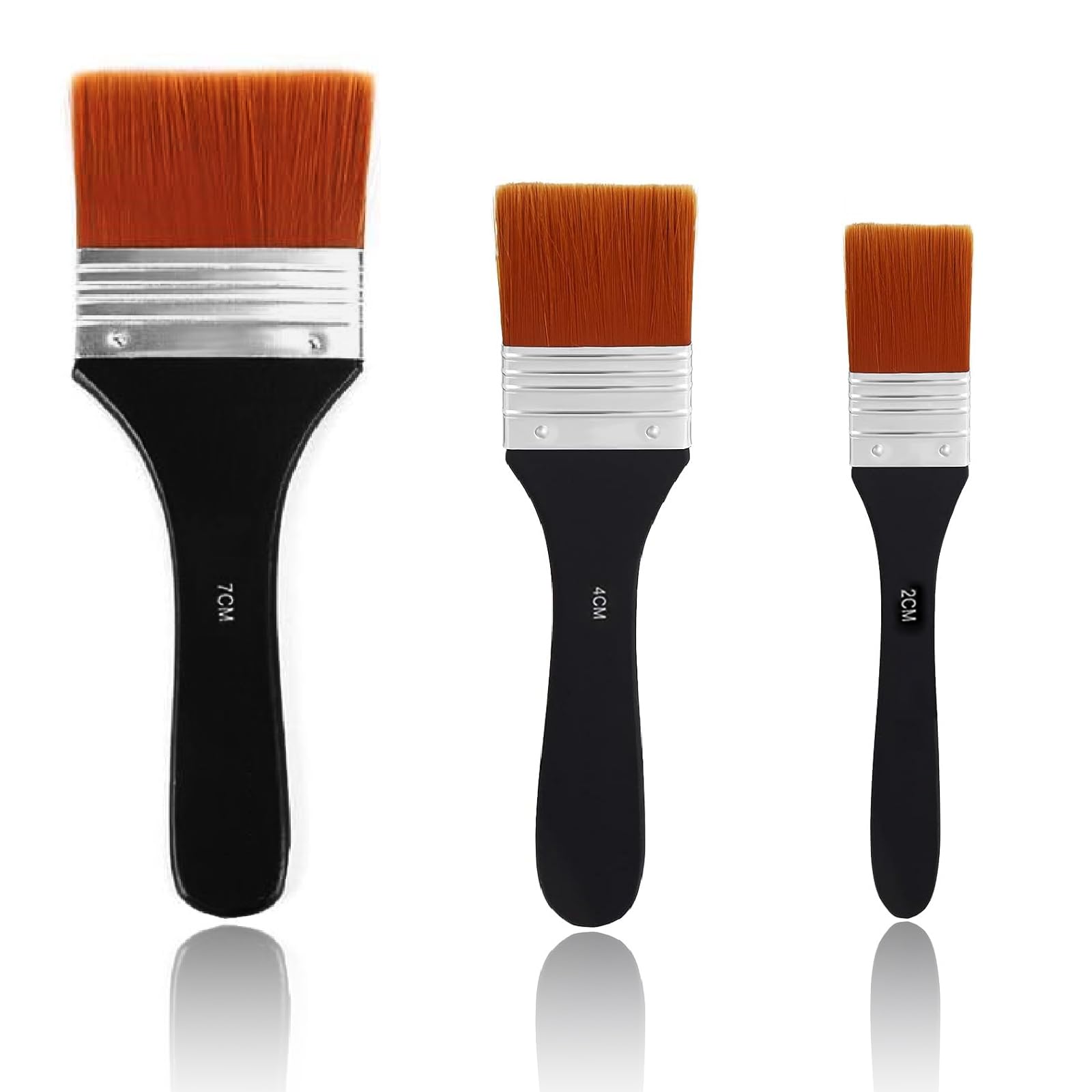 Juego de pinceles acrílicos, 3 pinceles para pinceles acrílicos, pinceles planos, juego de herramientas, calidad de artista, cerdas planas, pinceles de nailon, pinceles premium para pintura al óleo y