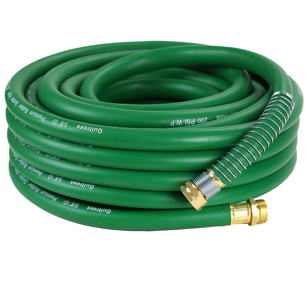 Guitrees 25FT 5/8 Heavy Duty Rubber Garden Hose - 300psi Working, 1000psi Burst - Hot/Cold Water - Five-Layered Braiding for Durability - Versatile for Gardening, Agriculture, Construction(Green) — image 1
