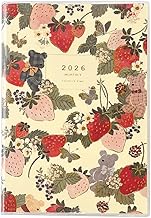 Tomoko Hayashi 2026 Close-Pin Notebook, A6, Monthly, Strawberry and Teddy Bear SB96502 (Begins October 2025)