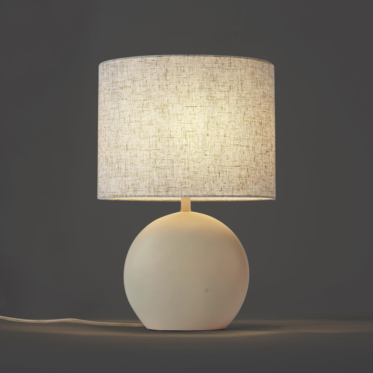 Qazqa Japandi Tischleuchte mit Schirm, Tischlampe - Timo - Beige, Oval, max. 15W, Geeignet für LED, 45cm, Ideal als Schlafzimmerlampe und Wohnzimmerlampe