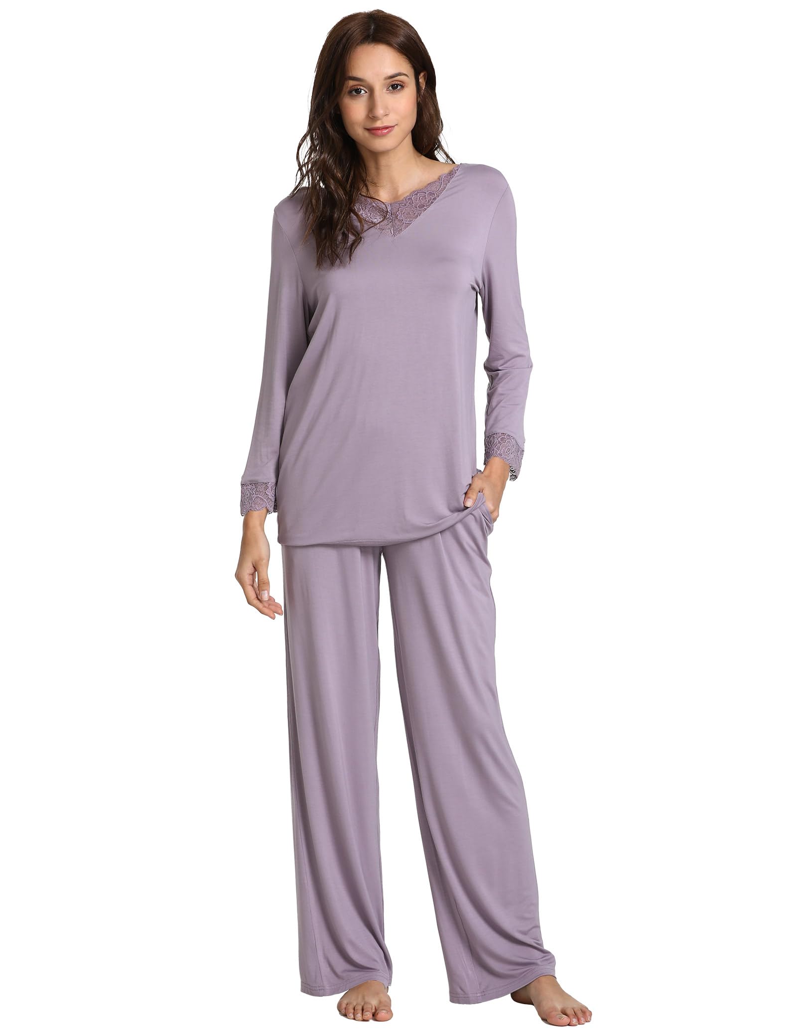 GYS Bamboo Lace Trim Pajama Set