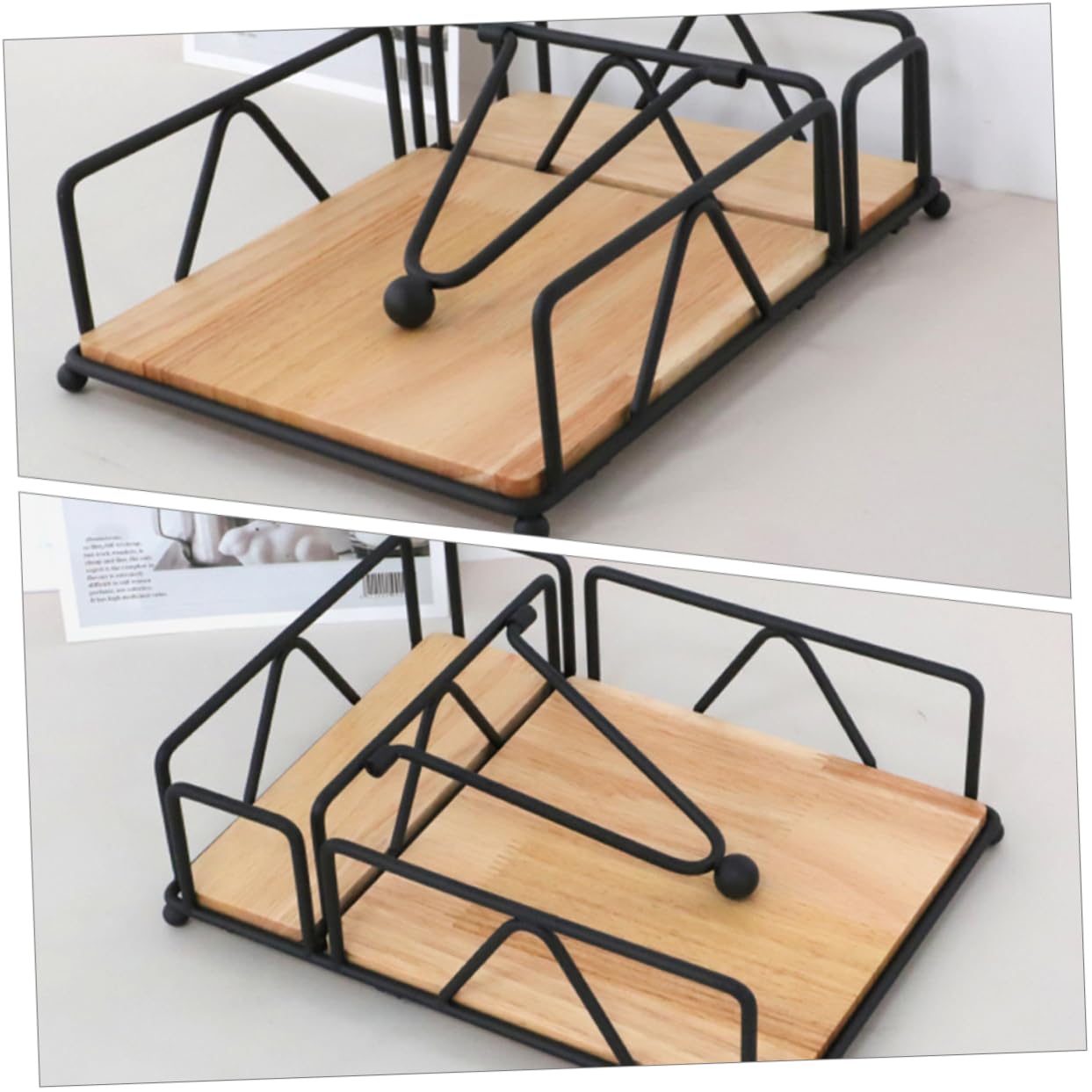 Sosoport Portatovaglioli in Ferro e Legno Rustico per Tavolo da Cena, Resistente senza Sbavature, Design Unico per Decorazioni Eleganti della Tavola