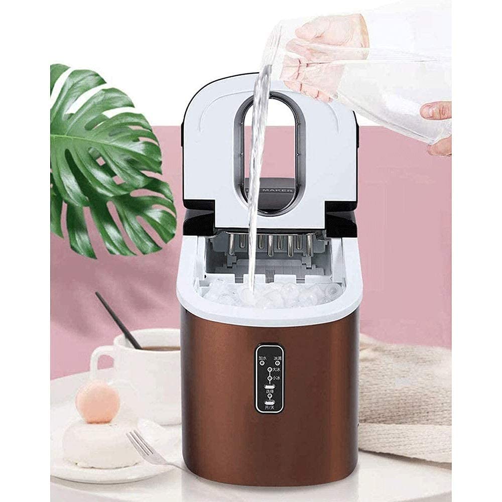 Ice Maker Stainless Steel Ice Maker Machine Counter Top Home Ice Cubes Ready in 6 Mins 28lbs Ice per 35 Hrs Self-Clean Function LCD Display qujunji