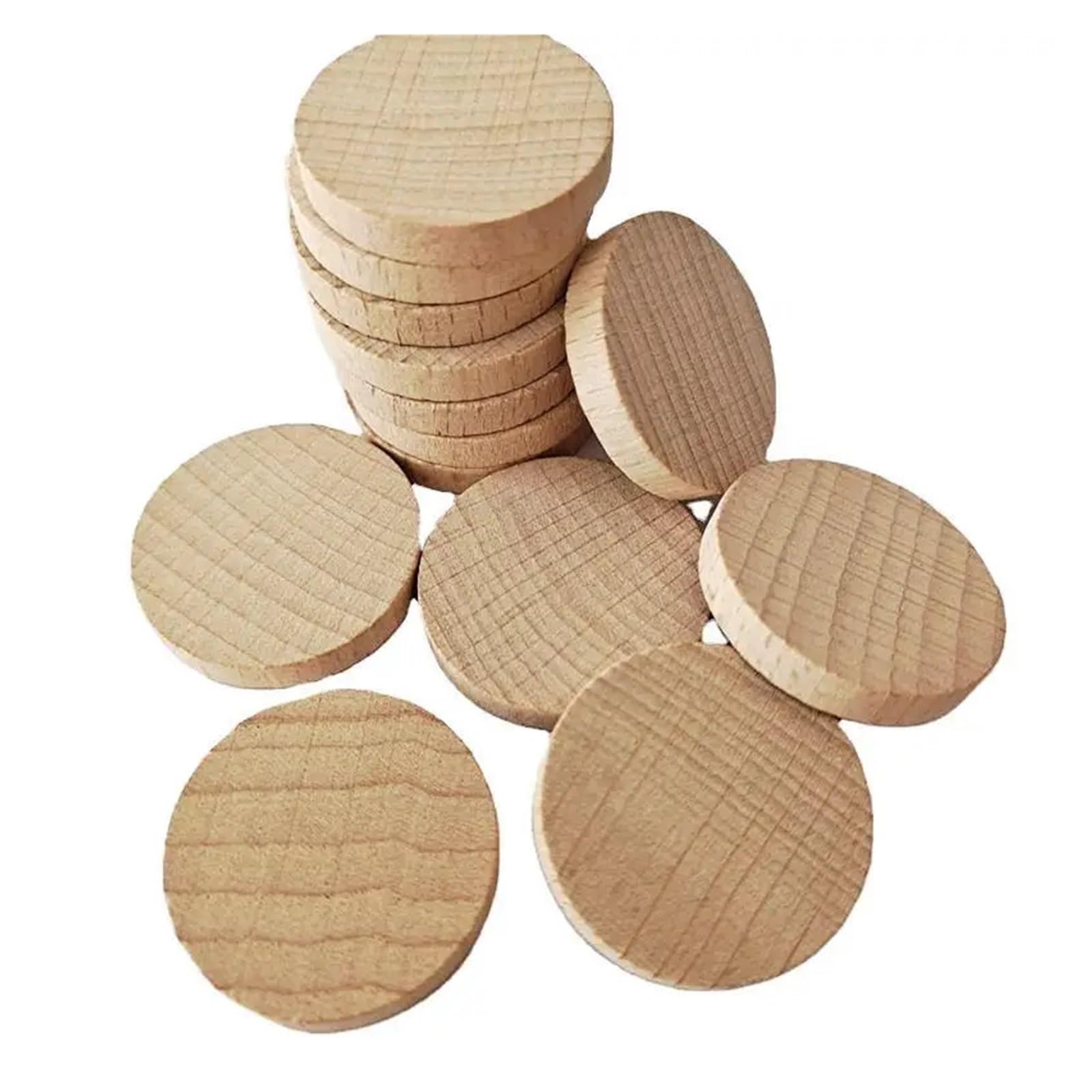 Niedokończone kawałki drewna, plastry, 10 MM-50 MM Okrągły dysk Okrąg Kawałki Drewniane wycinanki Ozdoby na DIY Rzemiosło Dekoracje(5CM 50PCS)