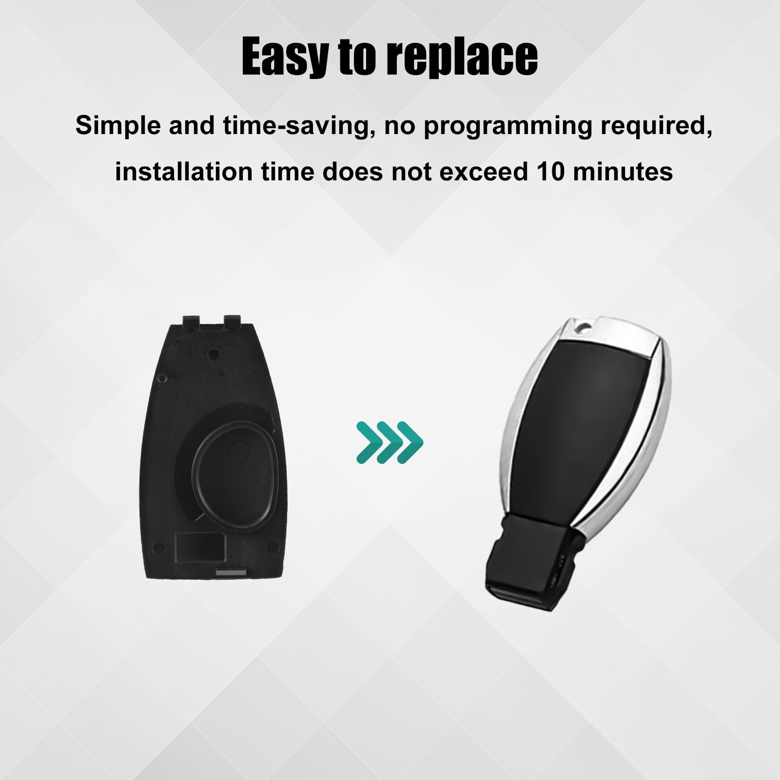 Key Fob Replacement Mercedes Benz Key Fob Cover Replacement - Compatible With B-Class, C-Class, E-Class W204 3-Button Keys Car Key Battery