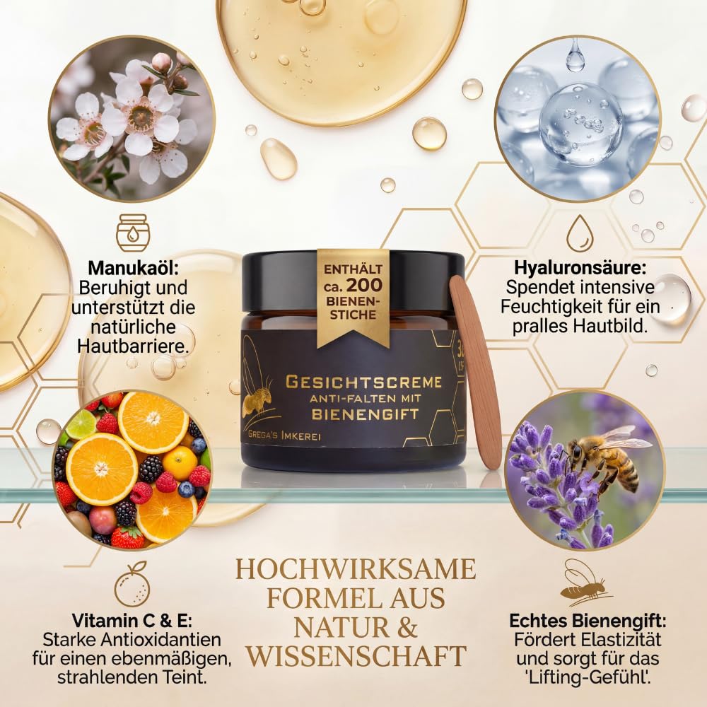 Gregas Bienengift Anti-Aging Gesichtscreme Hyaluron Manuka LSF 30 1x 50ml