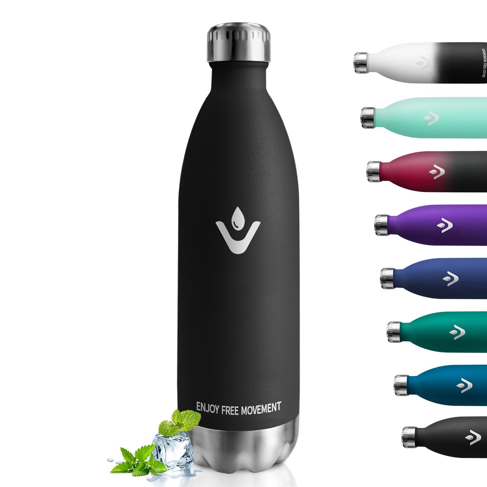 Drinking Bottle, 1 Litre, Thermos Flask, Suitable for Carbonated Drinks, Insulated Flask, BPA-Free, Leak-Proof, Vacuum Thermos Flask, Stainless Steel Water Bottle for Sports, Adults, Children
