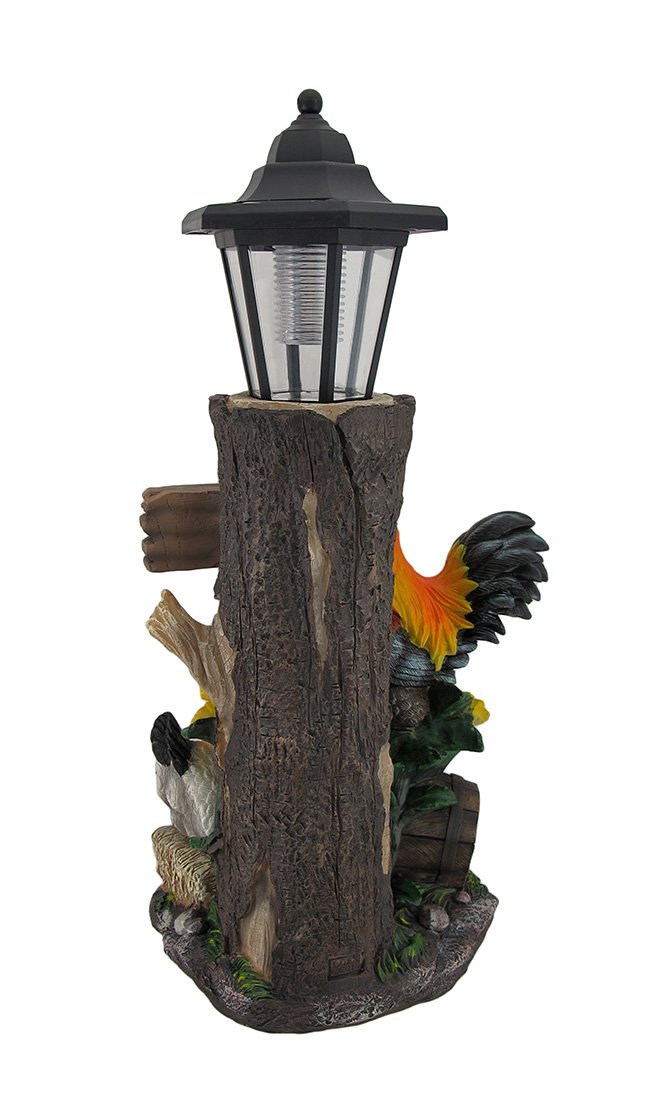 Familia de gallos Solar LED farol Estatua y señal de bienvenida