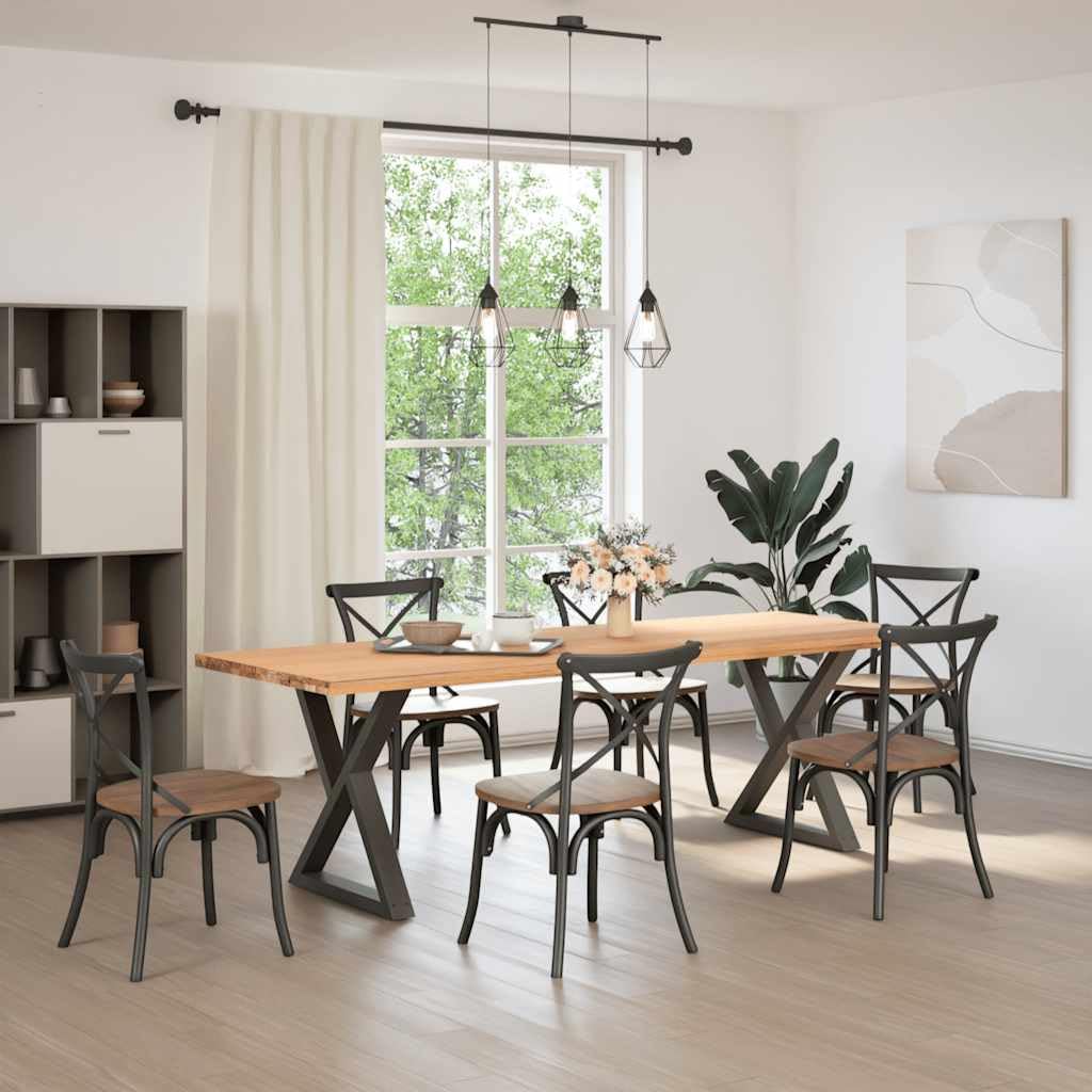 Generisch Gambe per tavolo da pranzo, 2 pezzi, antracite, 70 cm, in acciaio
