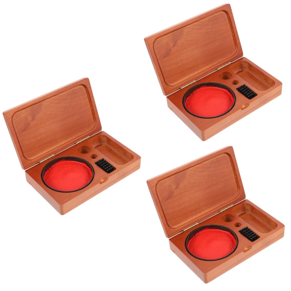 Lurrose 3 Stück Siegelkasten aus Holz Stift-Kit Stempelkissen prägen Karte benutzerdefinierter Stempel Stempeln Tintenstift Vorratsbehälter versiegeln Aufbewahrungsbox für Siegel aus Holz