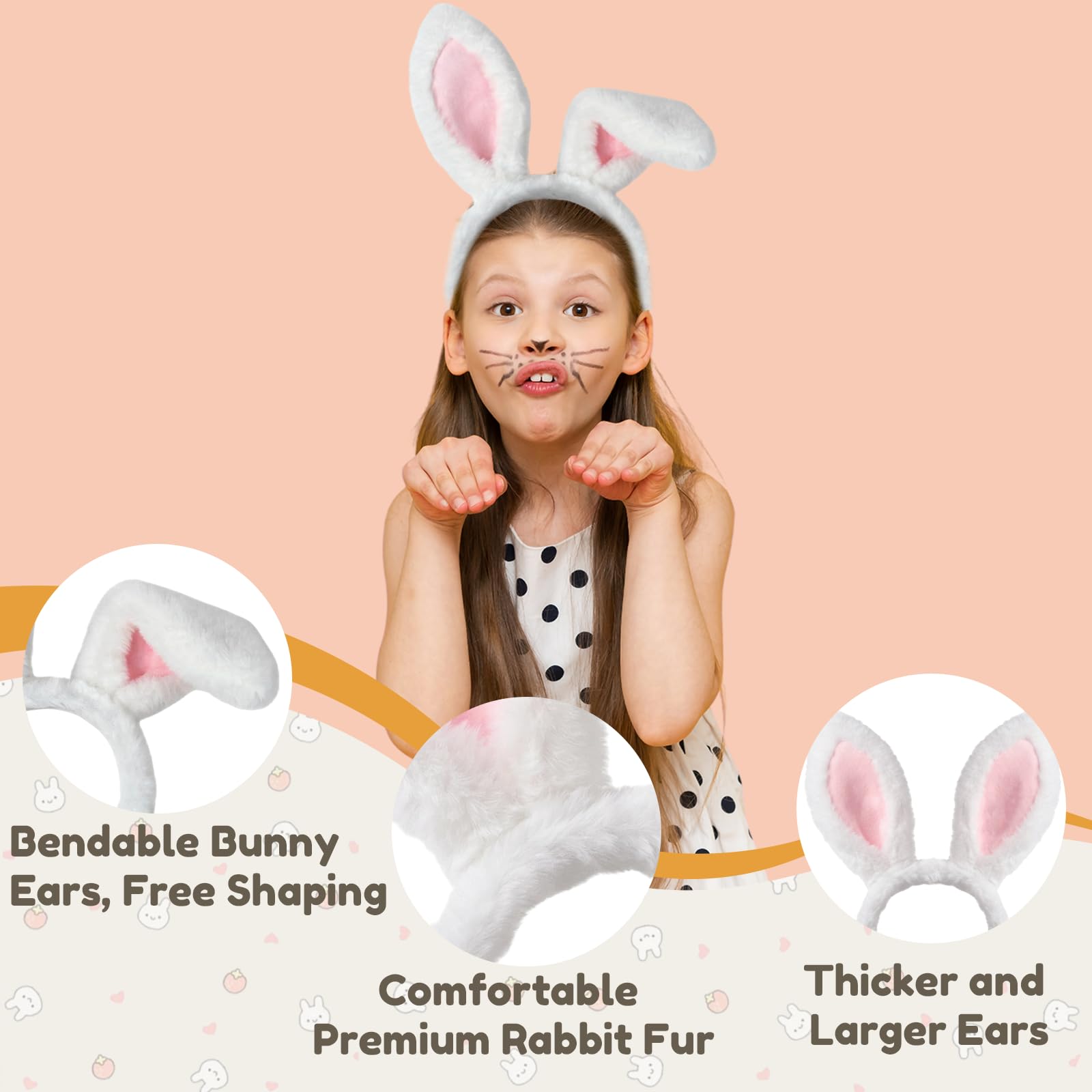 SIOTMERA White Bunny Ears Headband - Image 2