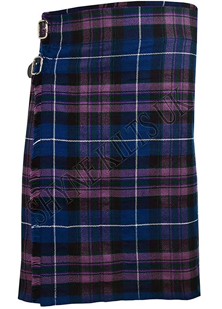Pride of Scotland Men's 5 Yard Scottish Kilts Tartan Kilt 13oz Highland Casual Kilt (32") Purple/Blue