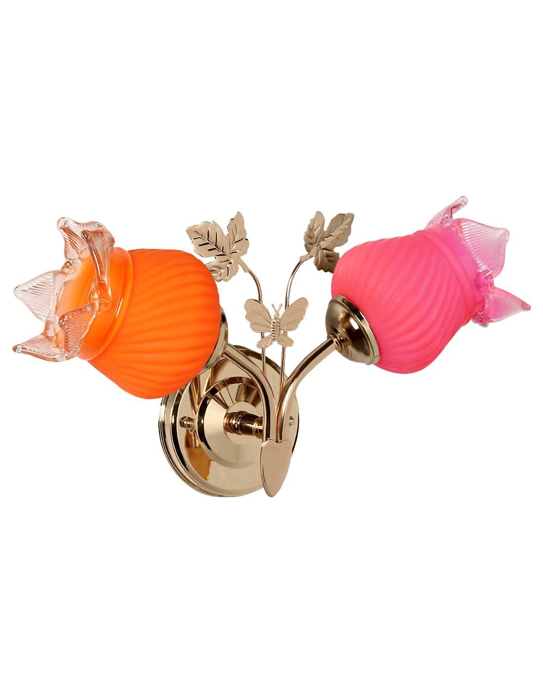 Somil Stylish Twin Lamp Shade Sconce Wall Lamp/Light of Metal & Glass, Compatible with 5 to 60 Watt LED, Round, Golden