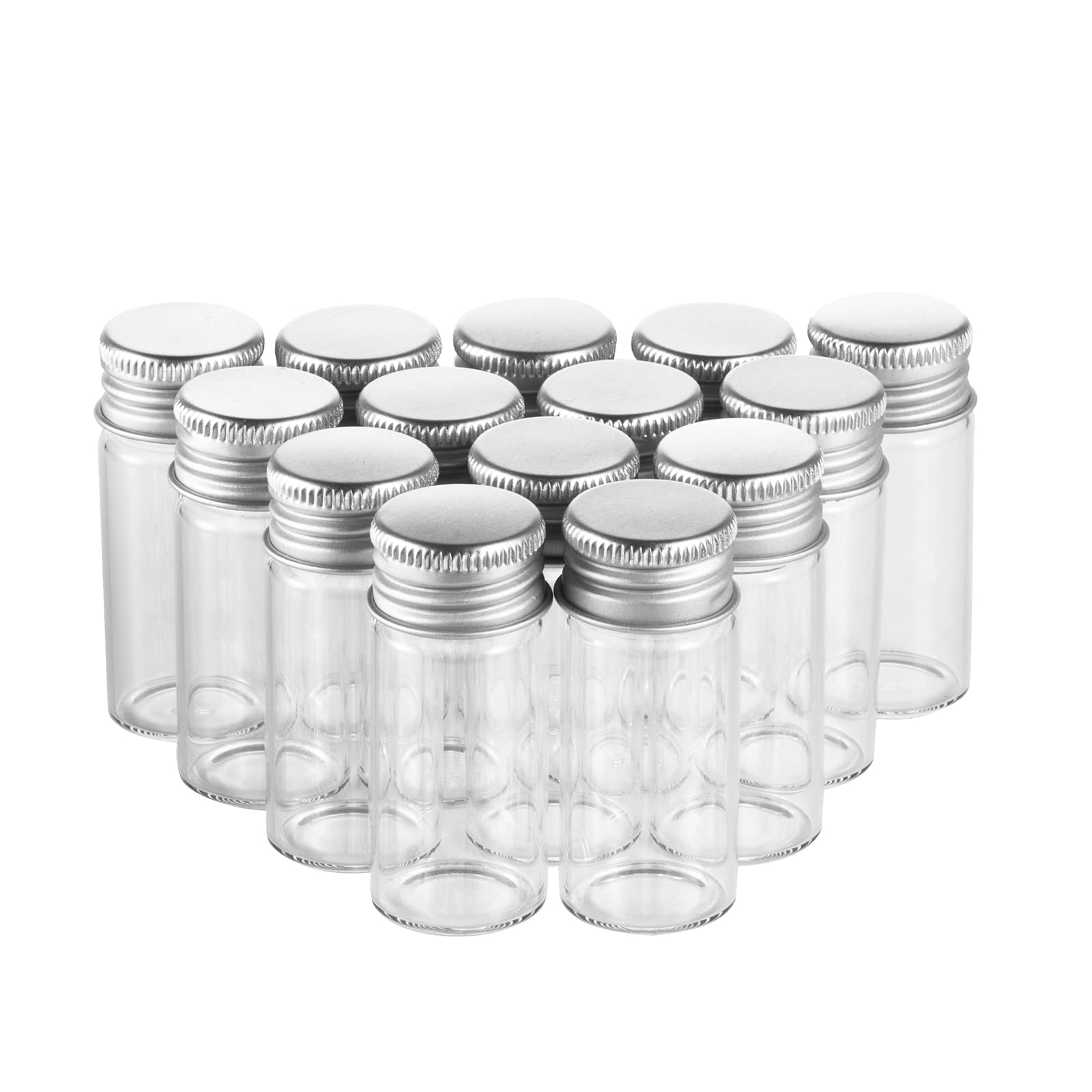 CCTVMTST 50PCS 20ml Glass Vials with Screw Caps and Plastic Stoppers, Small Clear Liquid Sample Vial, Included pipette and Labels