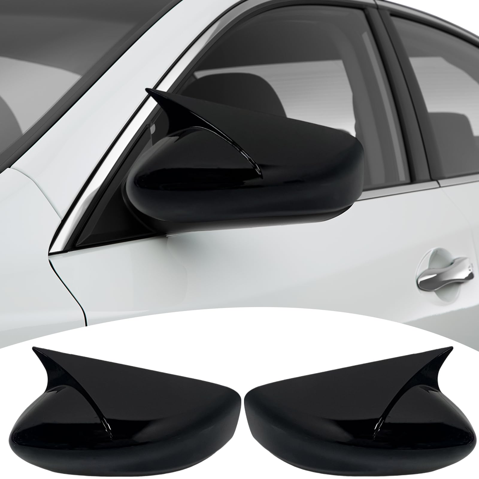 Side Mirror Cover,for Nissan Altima 2013-2018, Bright Black Side Rear Mirror Covers Body Kit Accessories for Cars（Without Turn Signal Cutout）