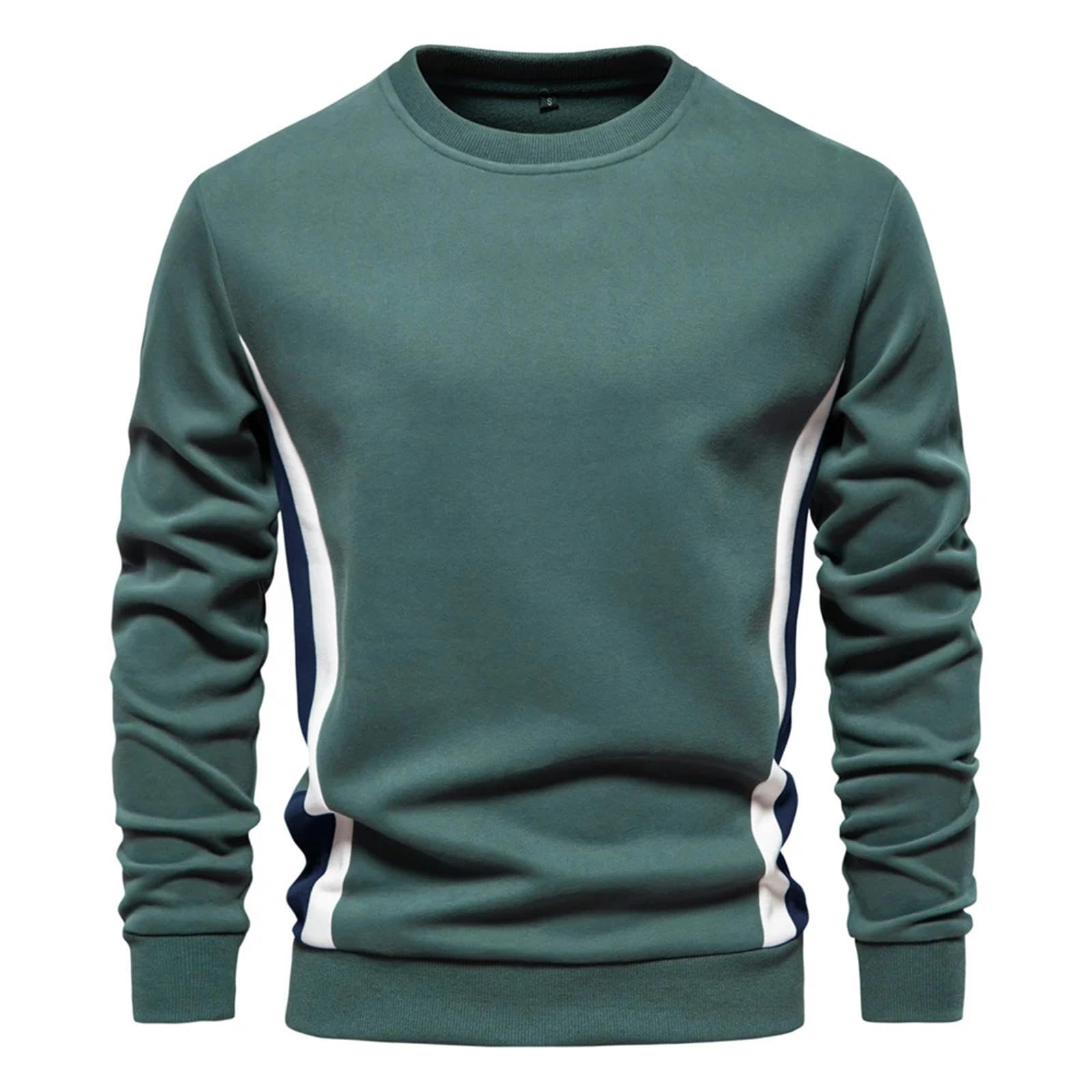 Pull homme col rond coupe ajustée 80-90kg coton patchwork confortable