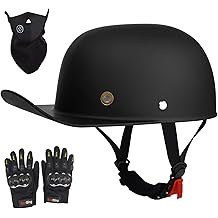 Baseball Motorcycle Helmet - Half Helmet Motorcycle Men Women for Bike Cruiser Chopper Moped Scooter with Gloves and Masks, Dot Approve