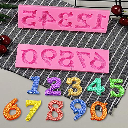 4 Pcs Silicone Mold, Aifuda Letter, Number Silicone Molds And Number Molds With Happy Birthday Cake Decorations Symbols For Diy Cookies, Chocolate, Candy, Jelly, With 20 Rods #TOP6