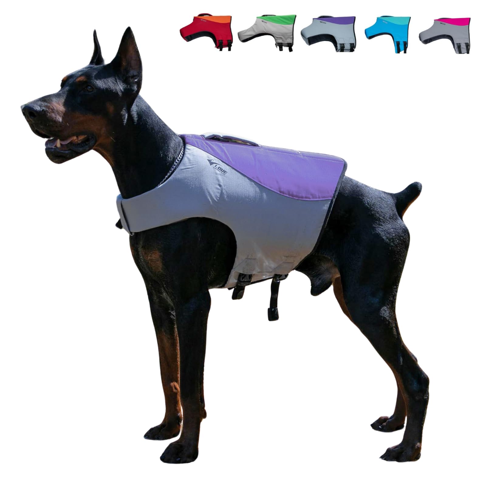 Dog Pro-Grade Life Jacket, High Buoyancy Safety Adjustable Preserver for Outdoor Sport Swimming & Boating, Rescue Vest for Small Medium Large Dogs (Purple,L)