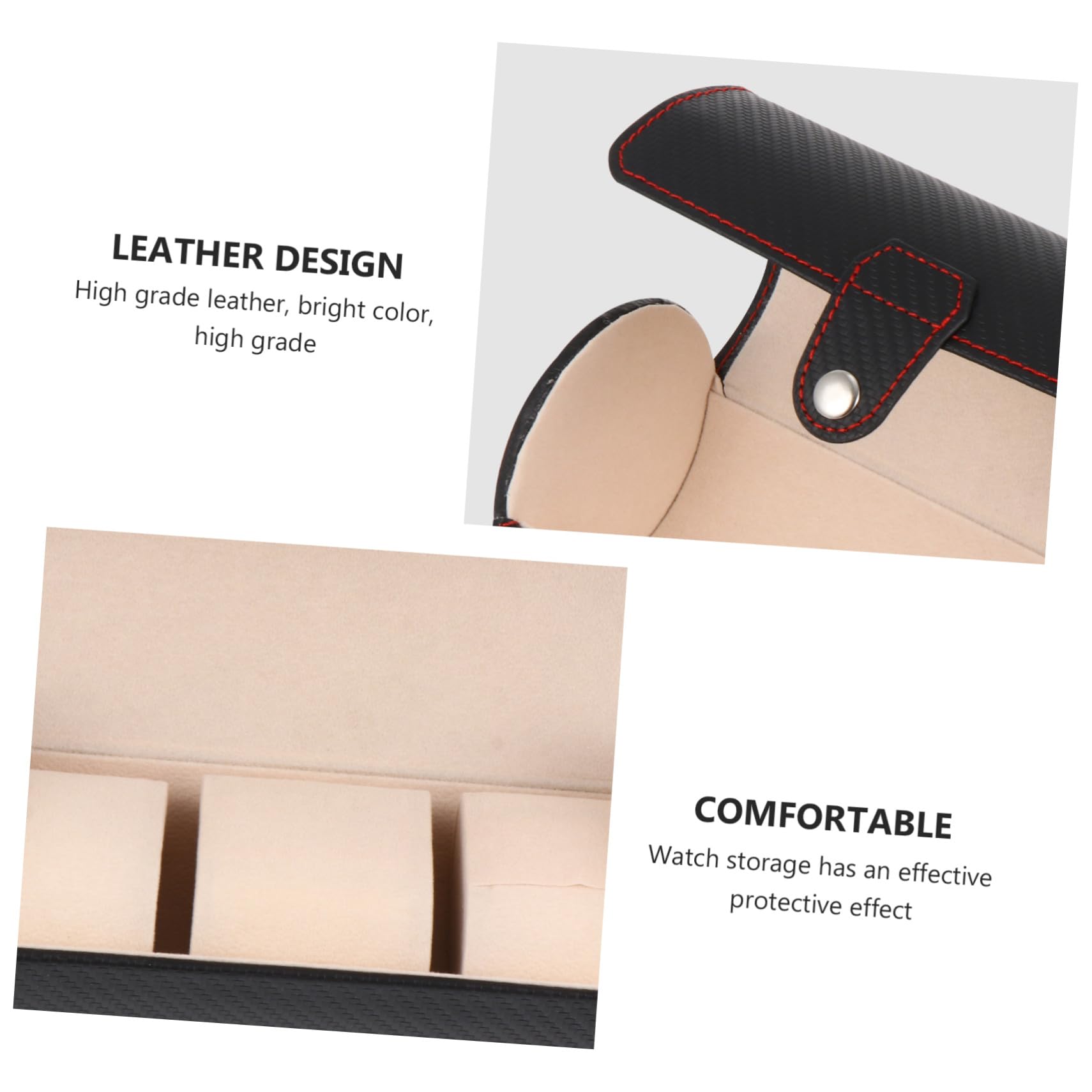 Uhrenrolle mit 3 Fächern aus Pu in Schwarz für Reise und Zuhause | Vintage Design, Schlicht und Elegant, zur Aufbewahrung von Schmuck und Uhren