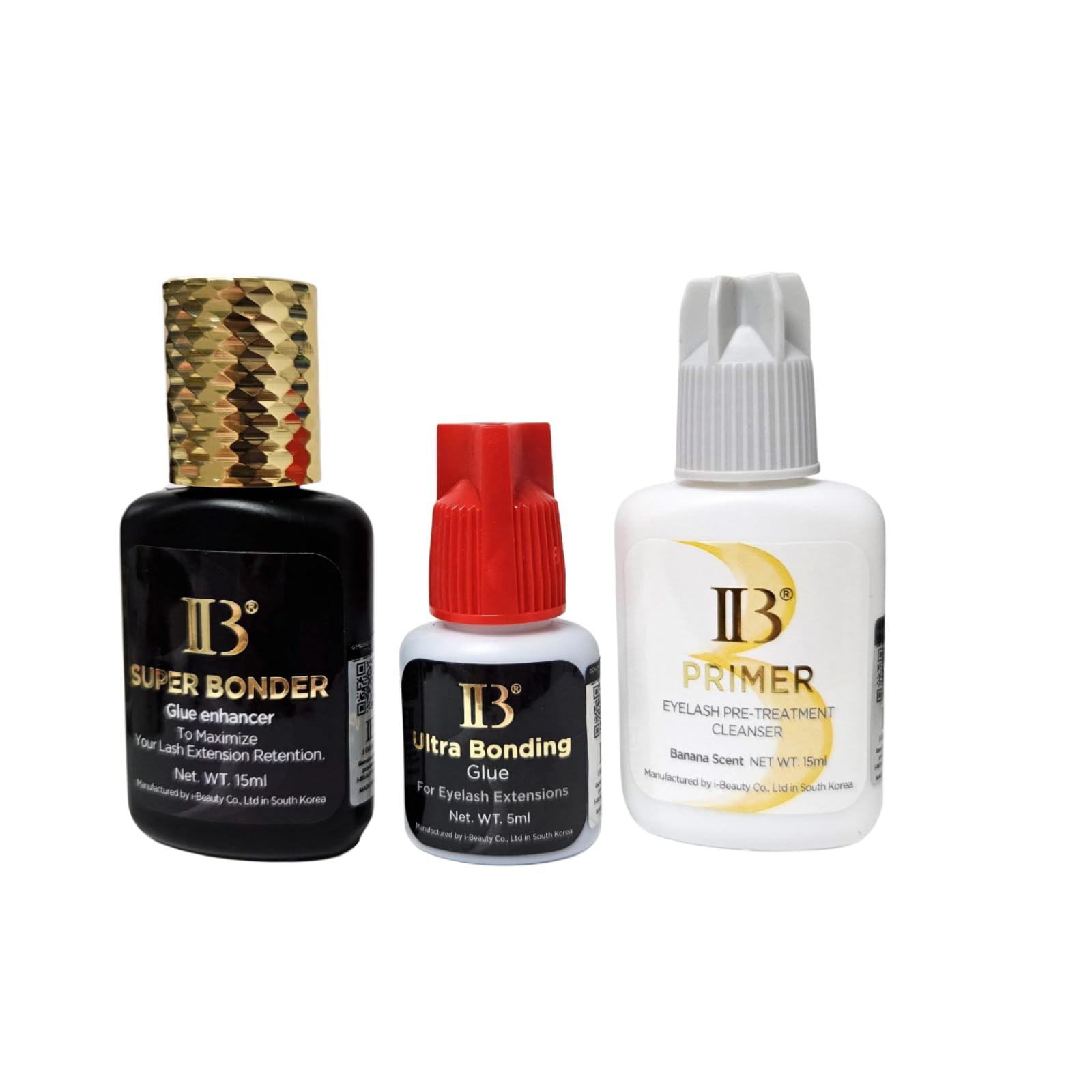 3 Bottles Korea i-Beauty IB Ultra Bonding Glue/Pirmer/Super Bonder Eyelash Extensions Glue Red Cap Adhesive Black Beauty Tools Professional Salon Use